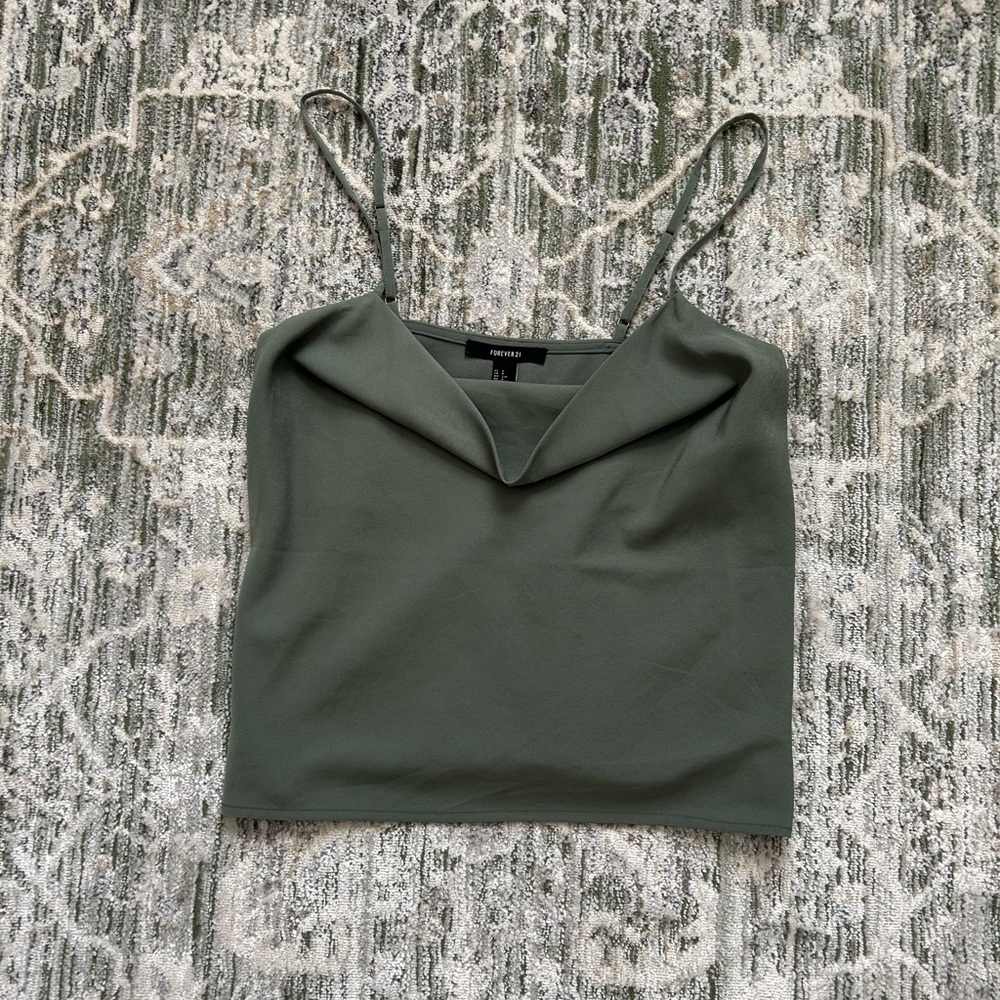 Women's Green Cowl Neck Top